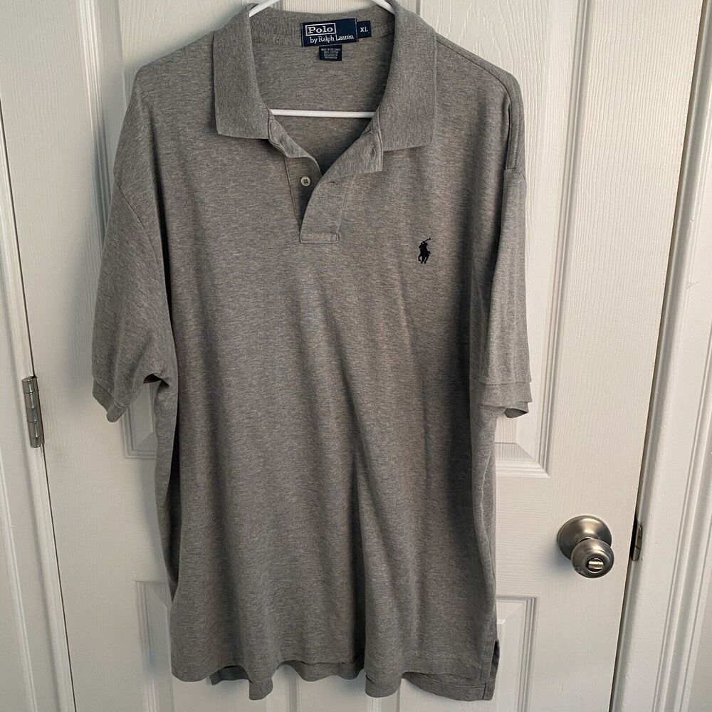 Polo Ralph Lauren Golf Shirt Mens Size XL solid Gray 100% Cotton Classic Fit